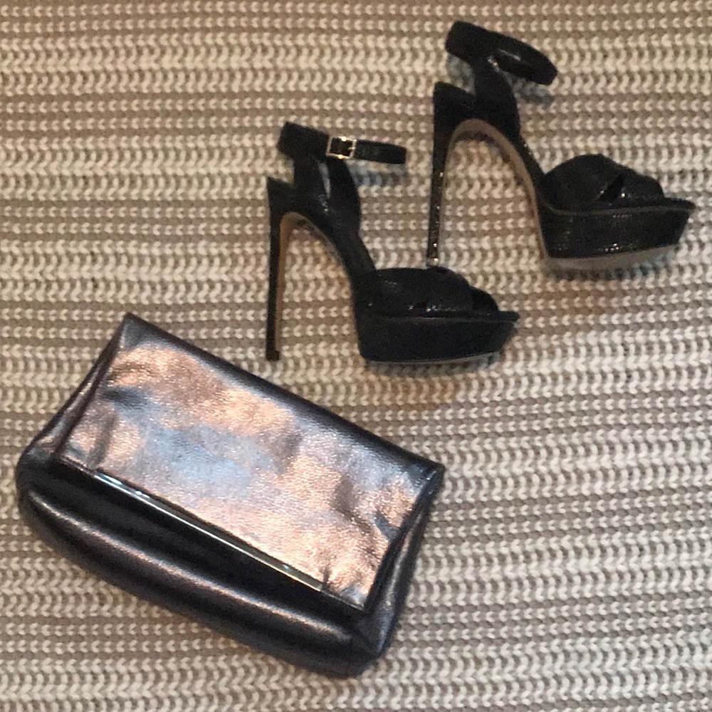 Metallic Gunmetal Clutch